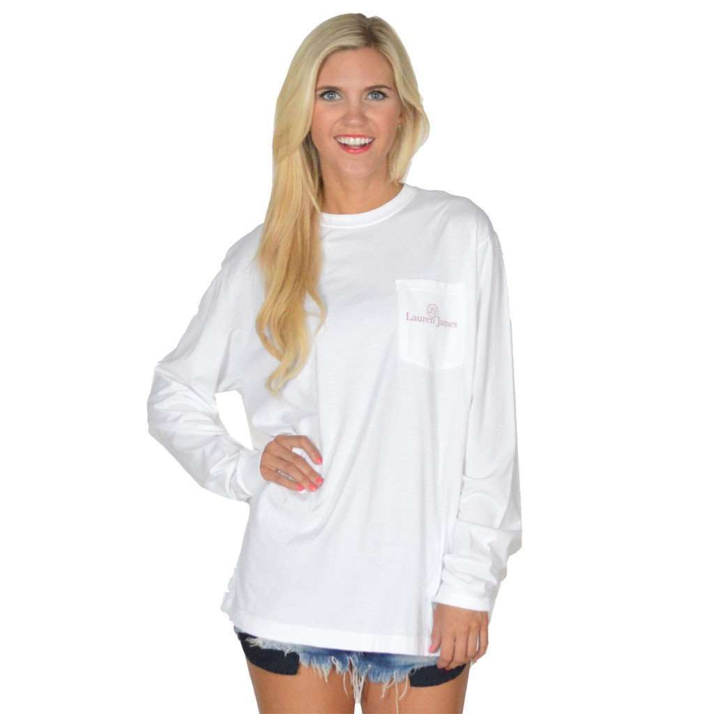 The Fox Hunt Long Sleeve Tee in White by Lauren James - Country Club Prep