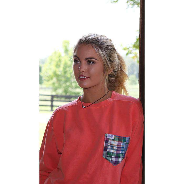 The Hampton Unisex Long Sleeve Tee Shirt in Salmon by the Fraternity Collection - Country Club Prep