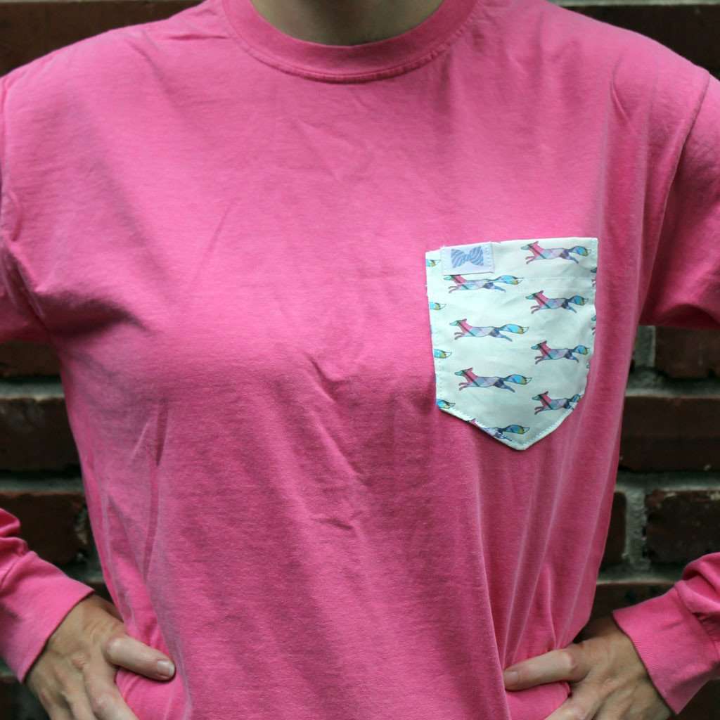 The Limited Edition Longshanks Unisex Long Sleeve Shirt in Watermelon Pink by the Frat Collection - Country Club Prep