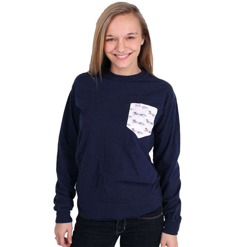The Limited Edition Longshanks Unisex Long Sleeve Tee Shirt in Navy by the Frat Collection - Country Club Prep