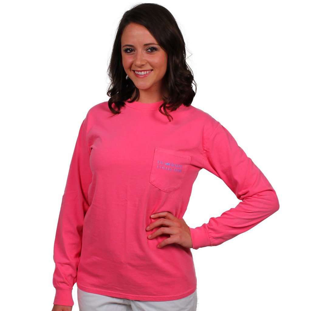 The Patriotic Long Sleeve Tee Shirt in Watermelon Pink by the Fraternity Collection - Country Club Prep