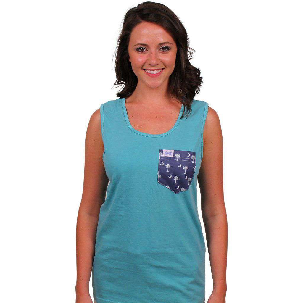 The Pickens Unisex Tank Top in Ocean Breeze Teal by the Frat Collection - Country Club Prep