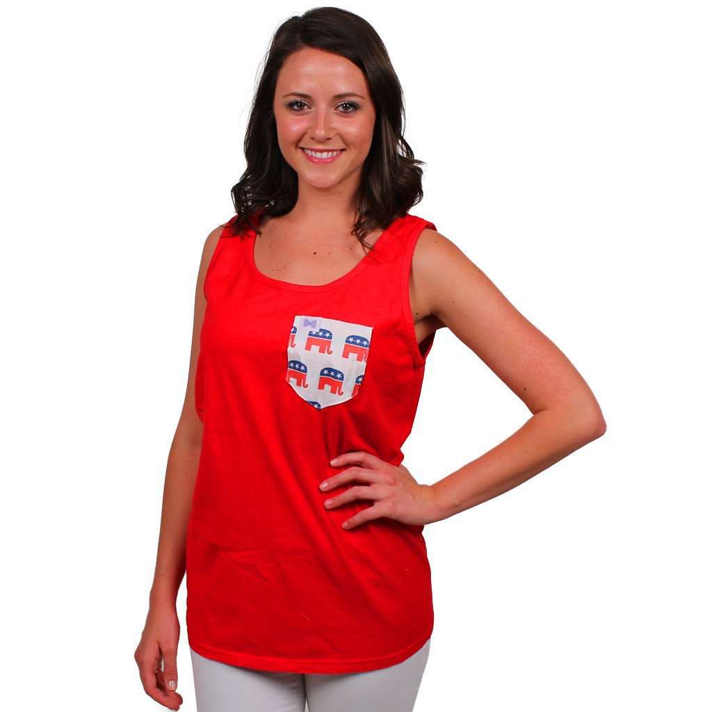 The Reagan Unisex Tank Top in Vermillion Red by the Frat Collection - Country Club Prep