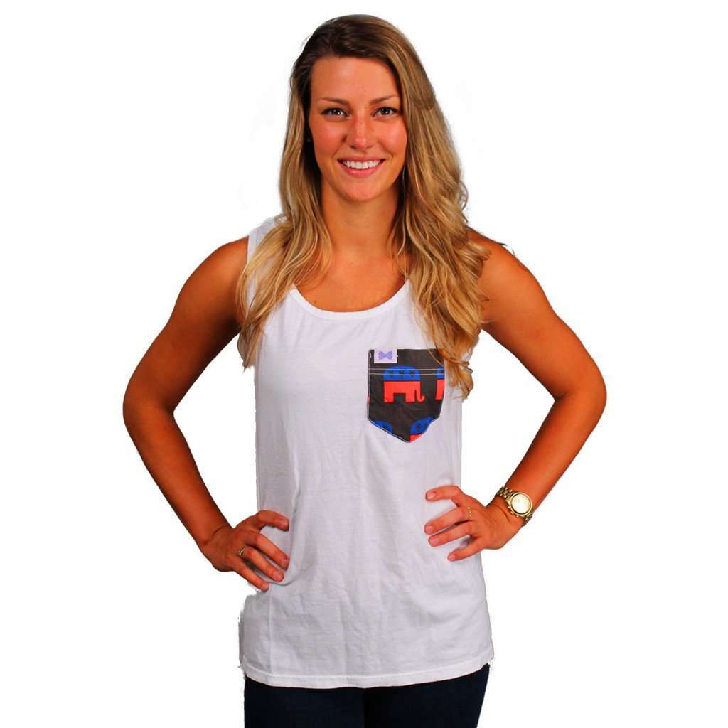 The Ronald Unisex Tank Top in High Cotton White by the Frat Collection - Country Club Prep