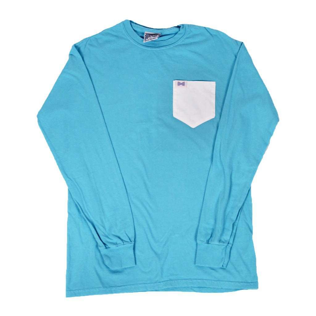 The Signature Unisex Long Sleeve Tee Shirt in Marlin Blue by the Fraternity Collection - Country Club Prep