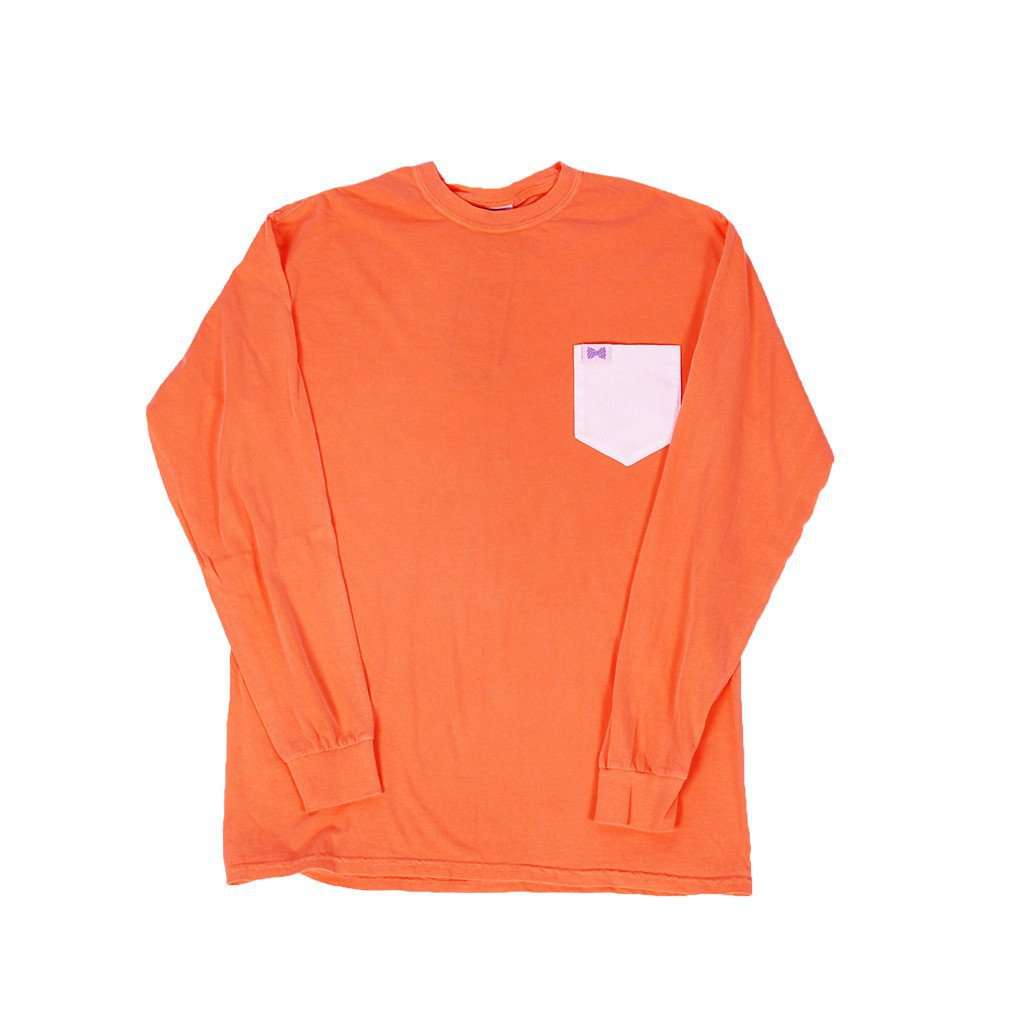 The Signature Unisex Long Sleeve Tee Shirt in Salmon by the Fraternity Collection - Country Club Prep
