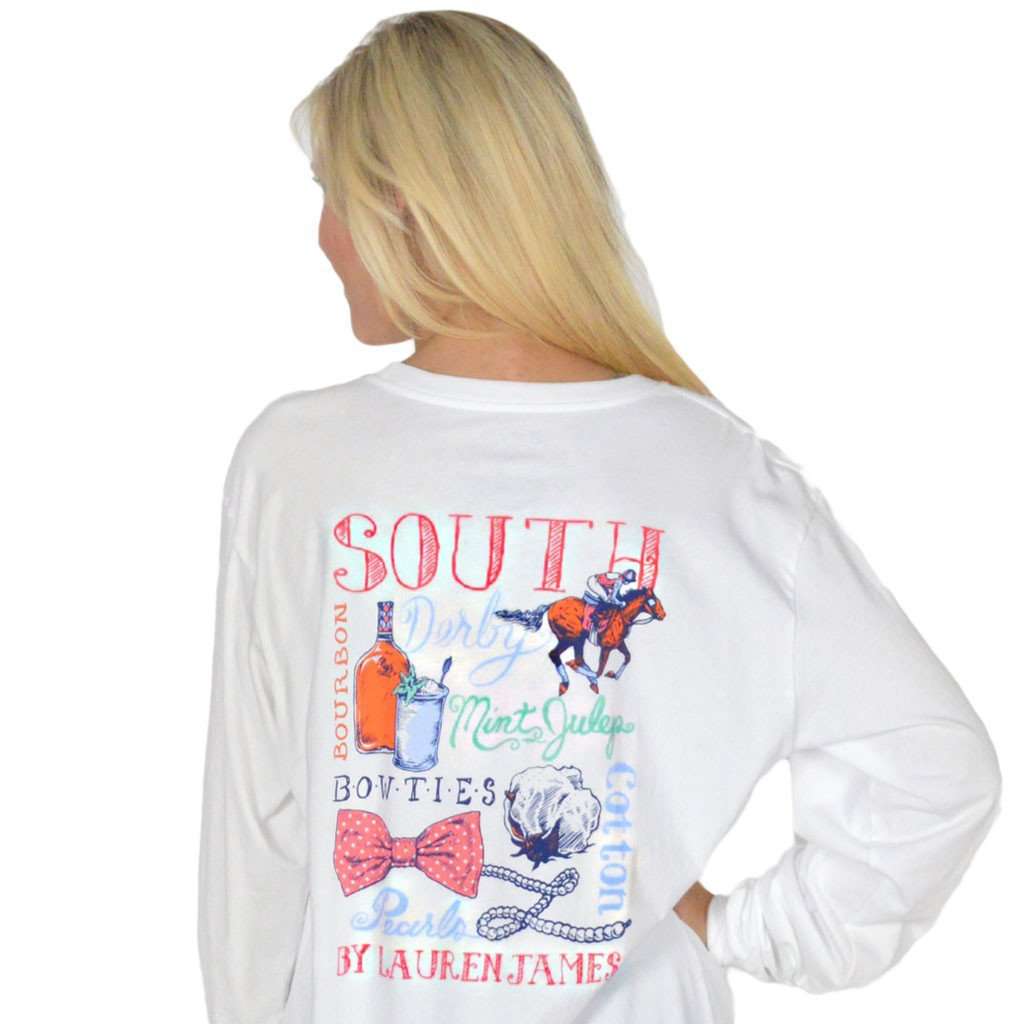 The South Long Sleeve Tee in White by Lauren James - Country Club Prep
