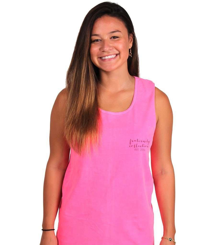 The Summertime Mosaic Tank Top in Neon Pink by the Frat Collection - Country Club Prep