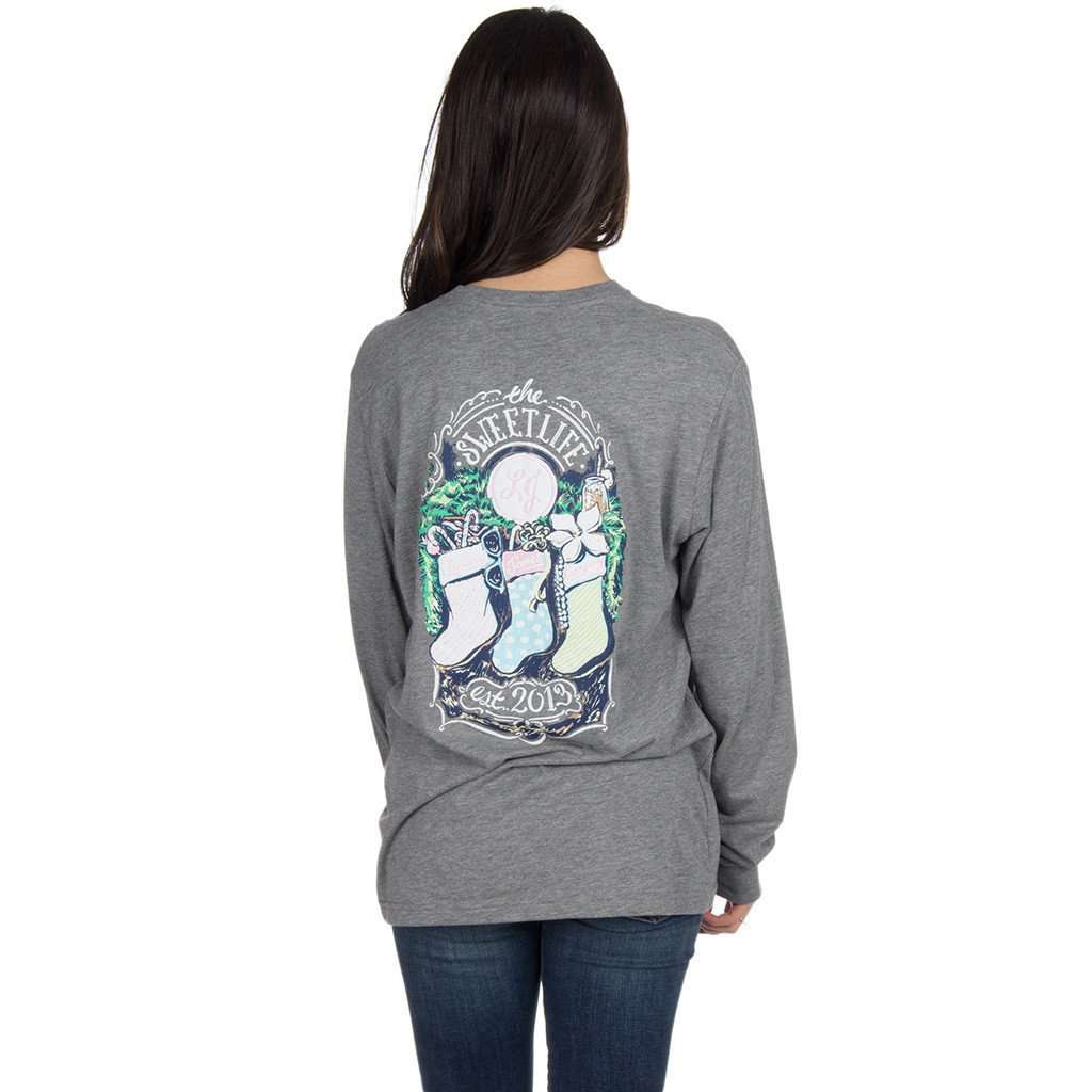 The Sweet Life Christmas Long Sleeve Tee in Dark Heather Grey by Lauren James - Country Club Prep