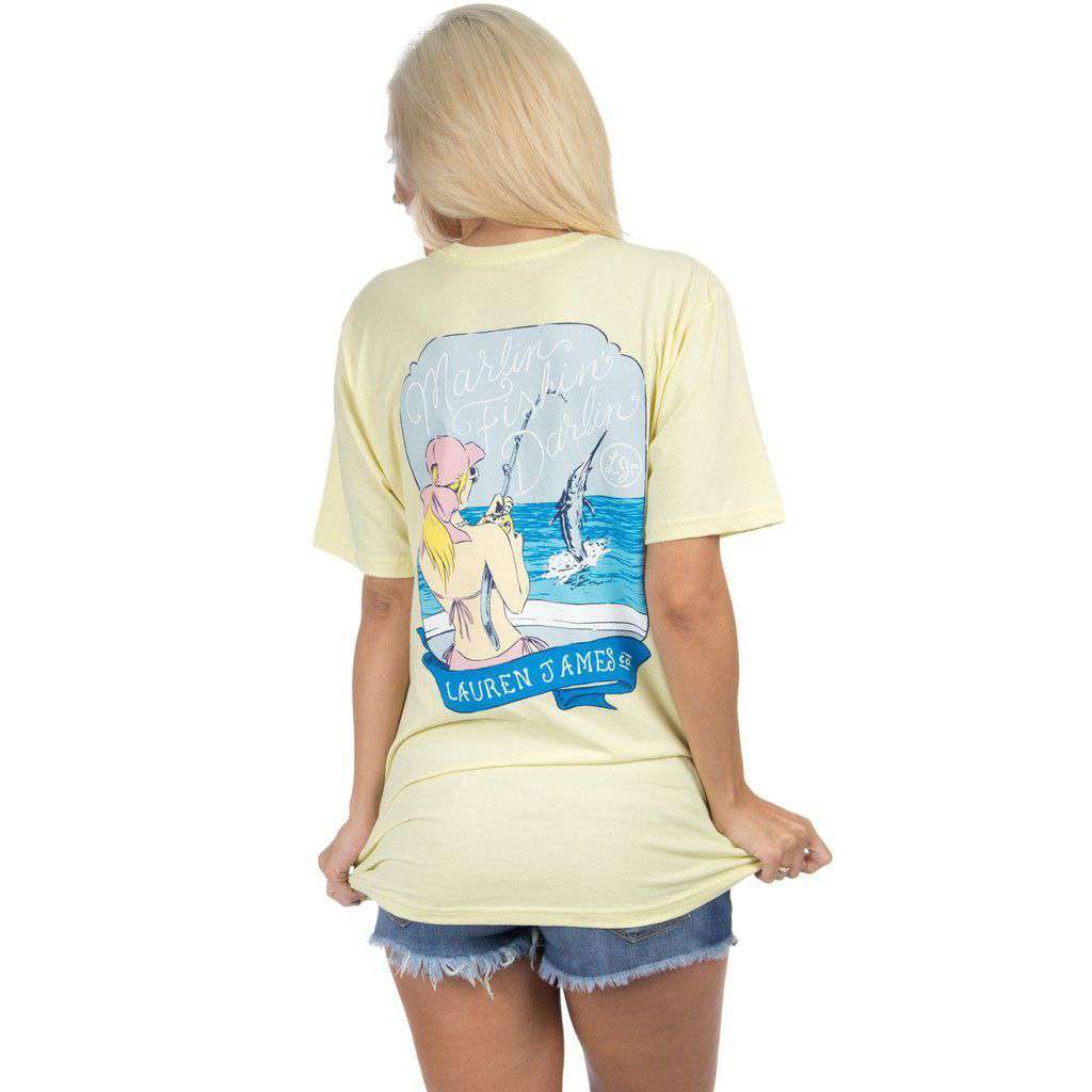 The Sweet Life - Marlin Fishin Darlin Tee in Yellow by Lauren James - Country Club Prep