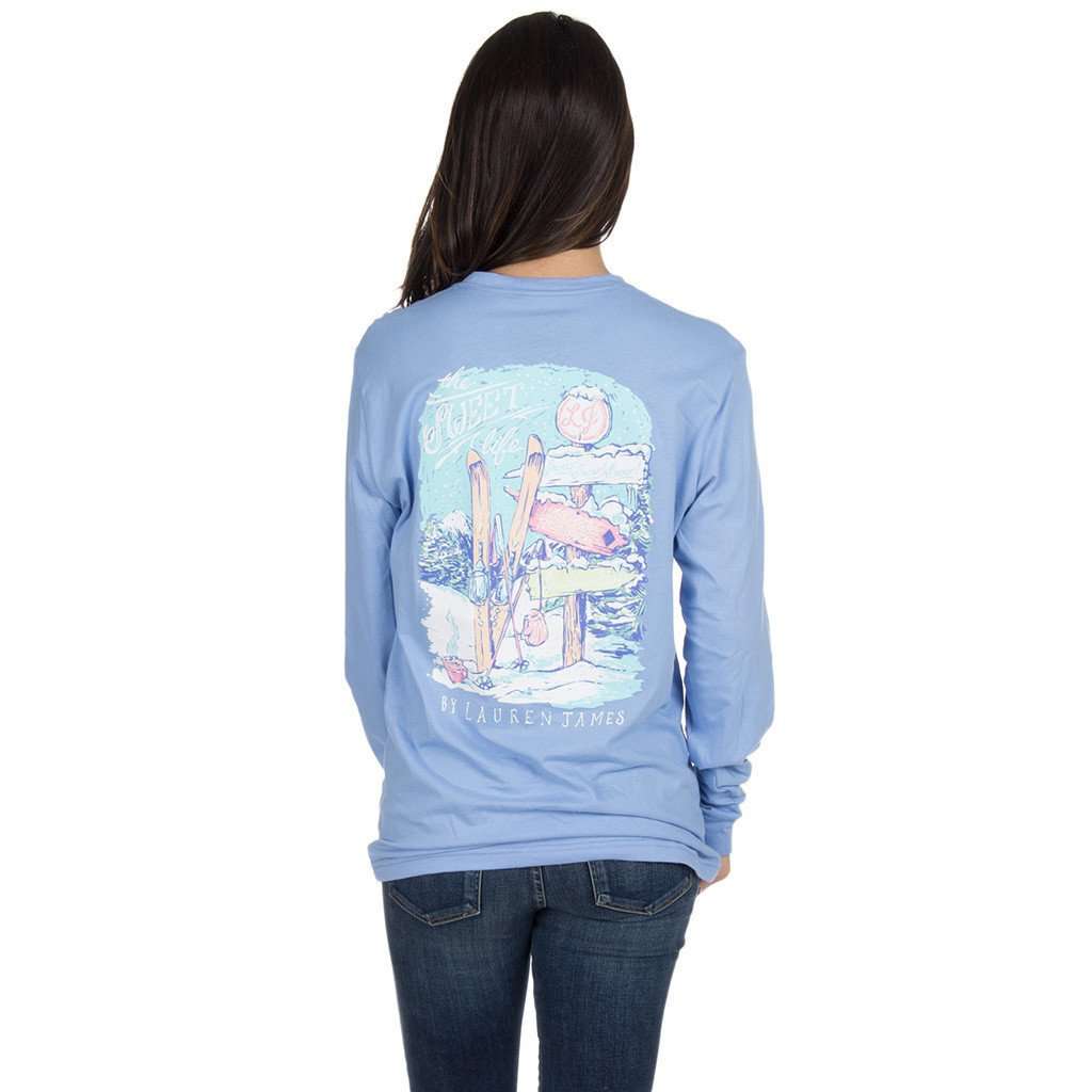 The Sweet Life Skiing Long Sleeve Tee in Polar Blue by Lauren James - Country Club Prep