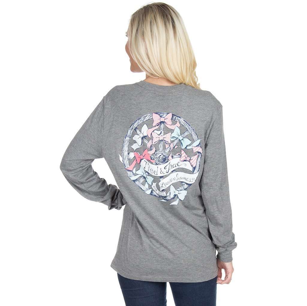 Tied and True Long Sleeve Tee Shirt in Dark Heather Grey by Lauren James - Country Club Prep