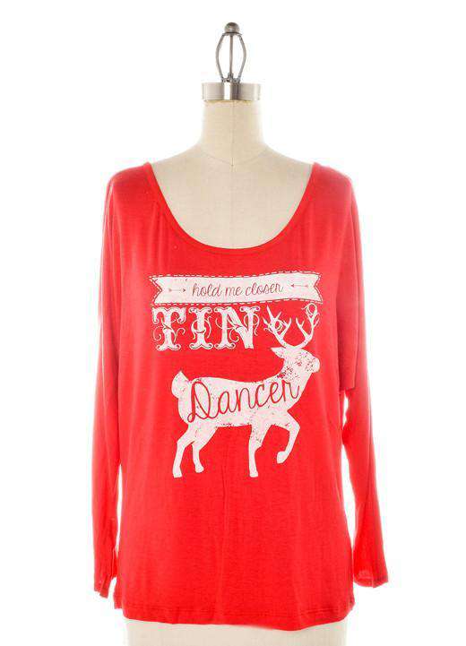 Tiny Dancer Long Sleeve Tee in Red by Judith March - Country Club Prep