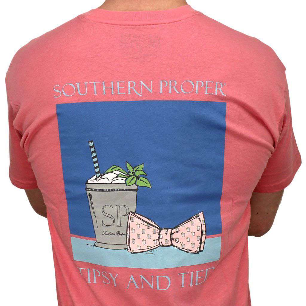 Tipsy and Tied Tee in Salmon by Southern Proper - Country Club Prep