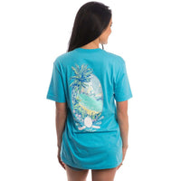 Tropical Timeout Pocket Tee in Pacific Blue by Lauren James - Country Club Prep