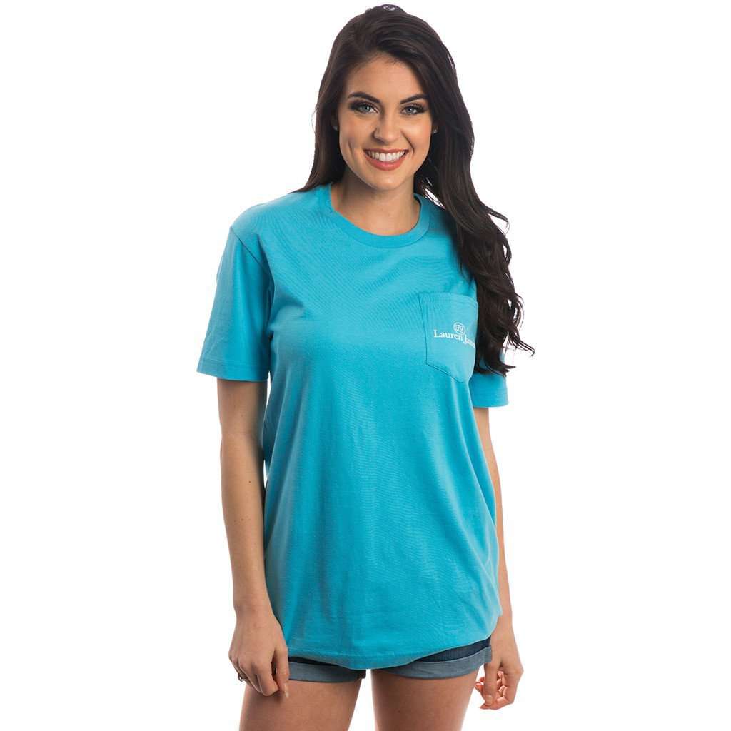 Tropical Timeout Pocket Tee in Pacific Blue by Lauren James - Country Club Prep