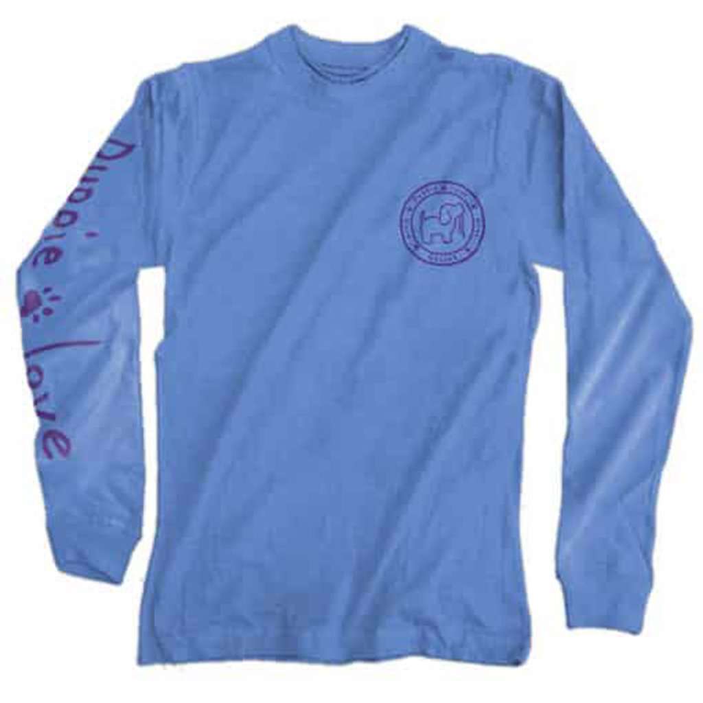 Unicorn Pup Long Sleeve Tee in Carolina Blue by Puppie Love - Country Club Prep