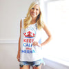 Unisex Keep Calm and 'Merica Tank Top in White by Lauren James - Country Club Prep