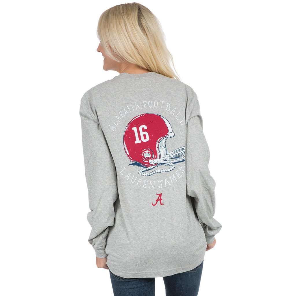 University of Alabama Helmet Long Sleeve Tee in Heather Grey by Lauren James - Country Club Prep