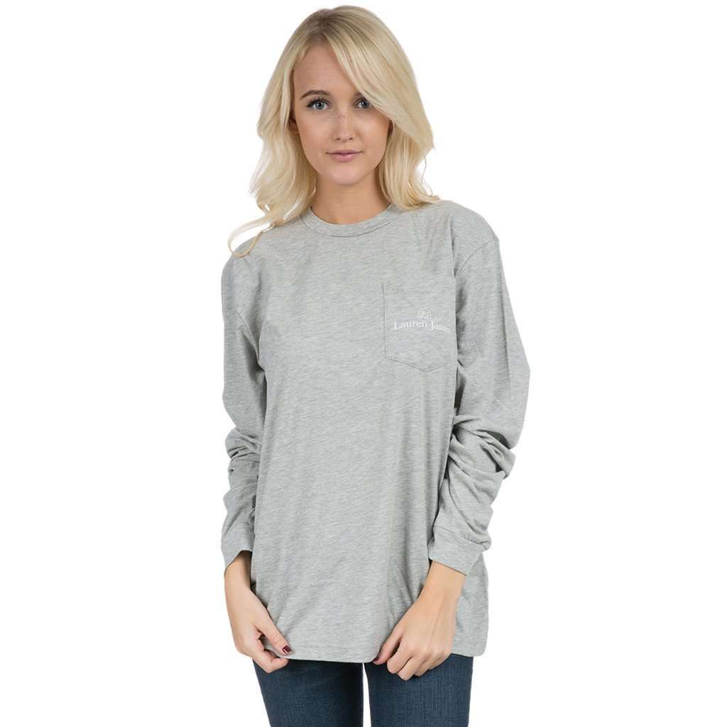 University of Alabama Helmet Long Sleeve Tee in Heather Grey by Lauren James - Country Club Prep