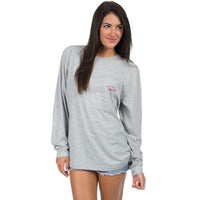 University of Arkansas Long Sleeve Stadium Tee in Heather Grey by Lauren James - Country Club Prep