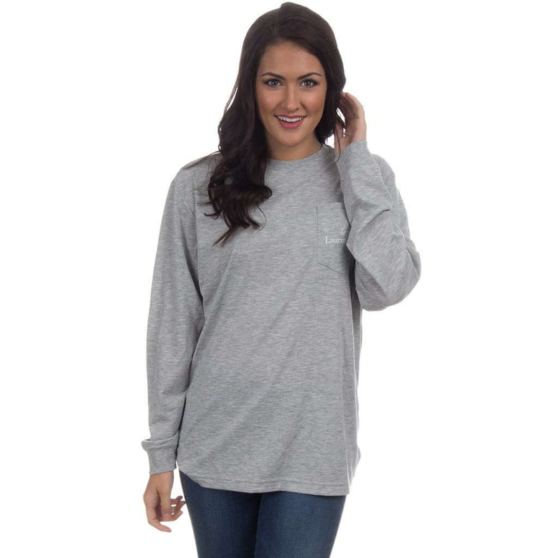 University of Georgia Helmet Long Sleeve Tee in Heather Grey by Lauren James - Country Club Prep