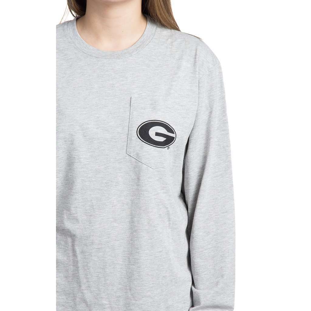 University of Georgia Long Sleeve Stadium Tee in Heather Grey by Lauren James - Country Club Prep