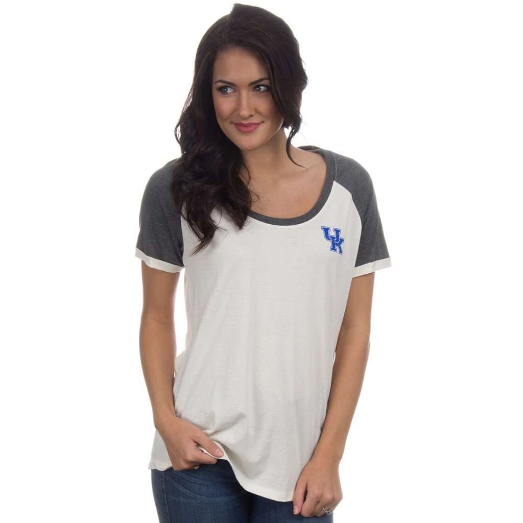 University of Kentucky Vintage Tailgate Tee in White and Heathered Grey by Lauren James - Country Club Prep