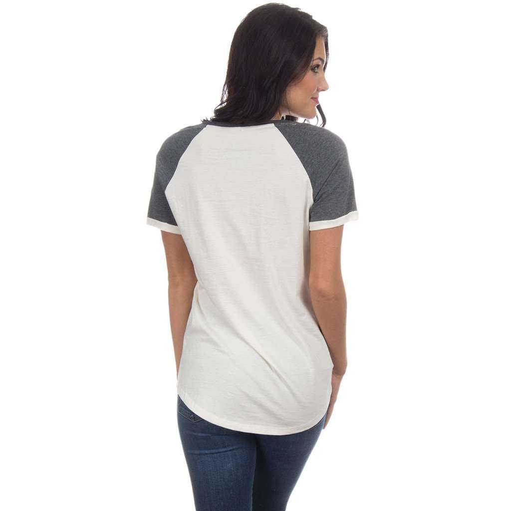 University of South Carolina Vintage Tailgate Tee in White & Heathered Grey by Lauren James - Country Club Prep