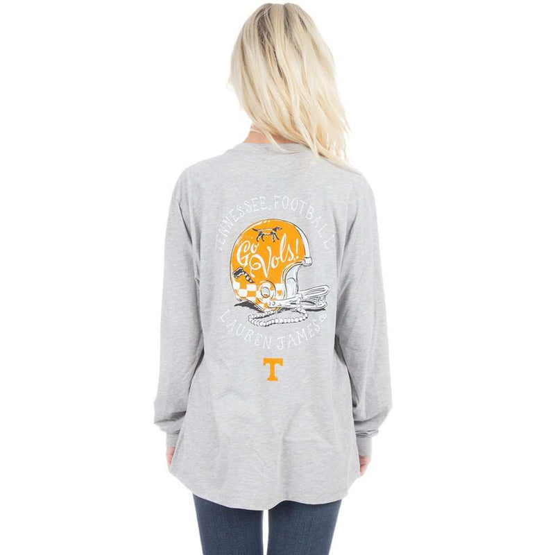 University of Tennessee Helmet Long Sleeve Tee in Heather Grey by Lauren James - Country Club Prep