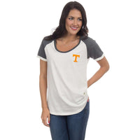 University of Tennessee Vintage Tailgate Tee in White & Heathered Grey by Lauren James - Country Club Prep