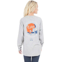 University of Virginia Helmet Long Sleeve Tee in Heather Grey by Lauren James - Country Club Prep