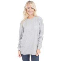 University of Virginia Helmet Long Sleeve Tee in Heather Grey by Lauren James - Country Club Prep