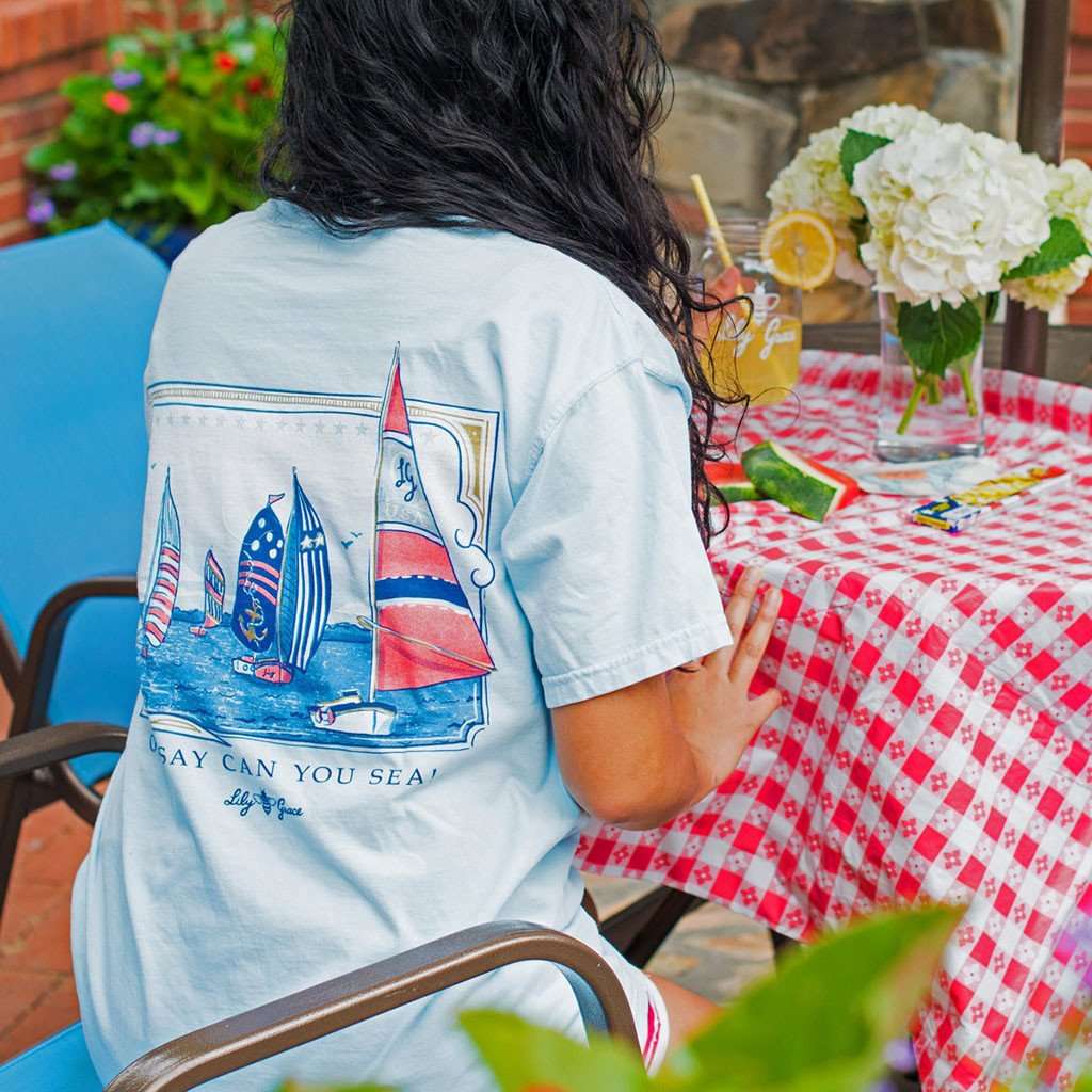 USA Boats Tee in Chambray by Lily Grace - Country Club Prep