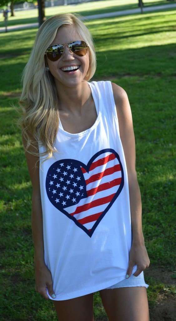 USA Pride Tank Top in White - Country Club Prep