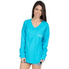 V-Neck Logo Long Sleeve Jersey in Glacier Blue by Lauren James - Country Club Prep