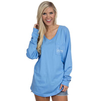 V-Neck Logo Long Sleeve Jersey in Polar Lilac by Lauren James - Country Club Prep