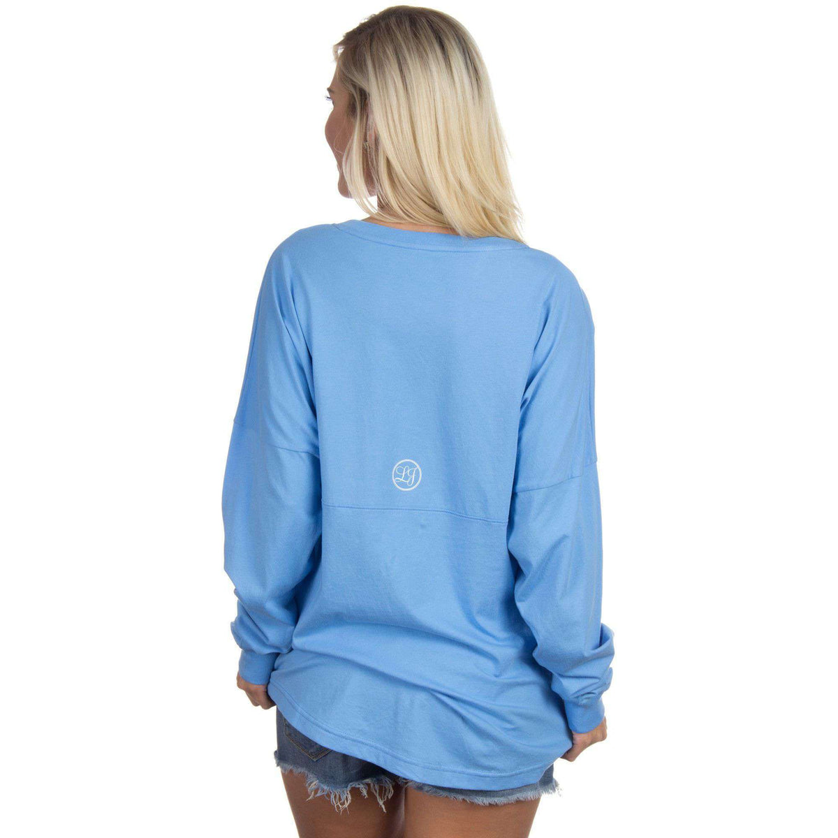 V-Neck Logo Long Sleeve Jersey in Polar Lilac by Lauren James - Country Club Prep