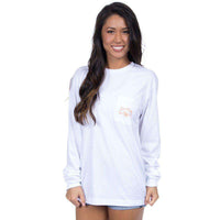 Virginia Classy Saturday Long Sleeve Tee in White by Lauren James - Country Club Prep