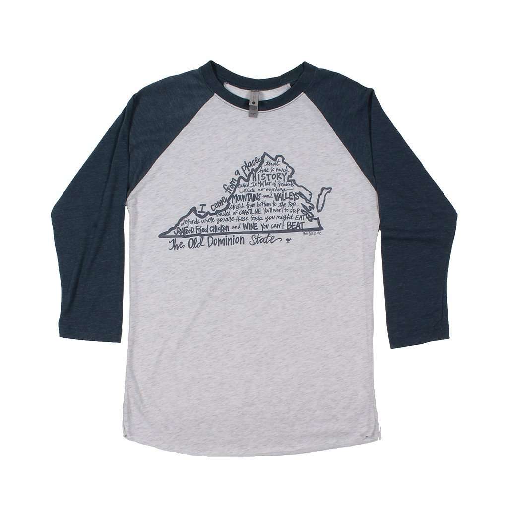 Virginia I Come From A Place Raglan Tee Shirt by Southern Roots - Country Club Prep