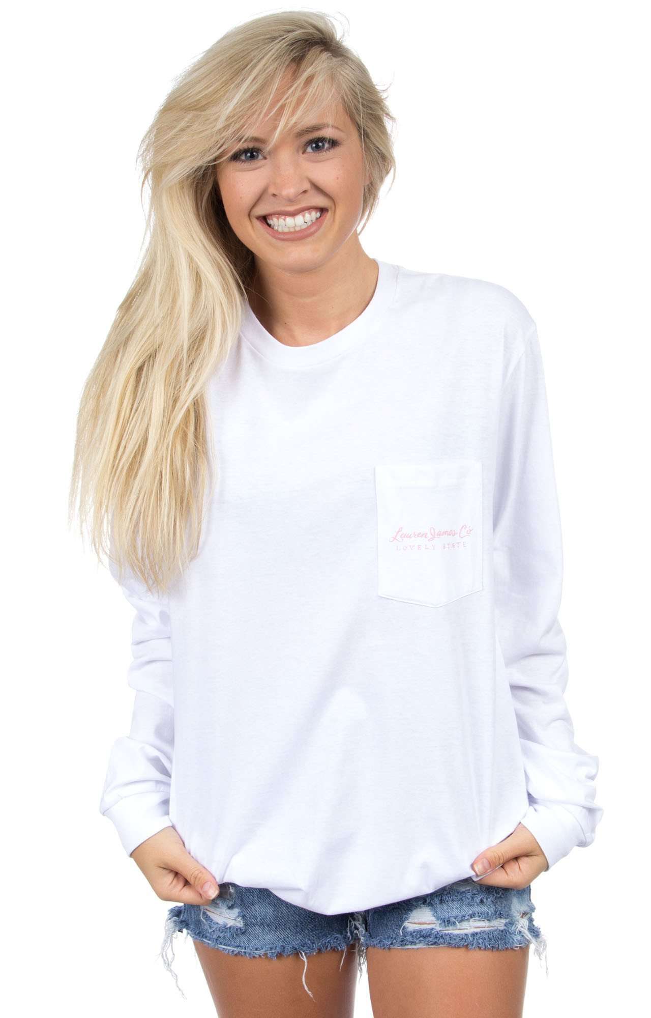 Virginia Is For Lovers Long Sleeve Tee in White by Lauren James - Country Club Prep