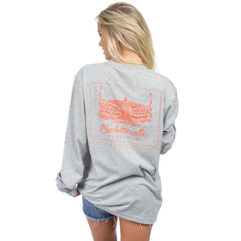 Virginia Long Sleeve Stadium Tee in Heather Grey by Lauren James - Country Club Prep