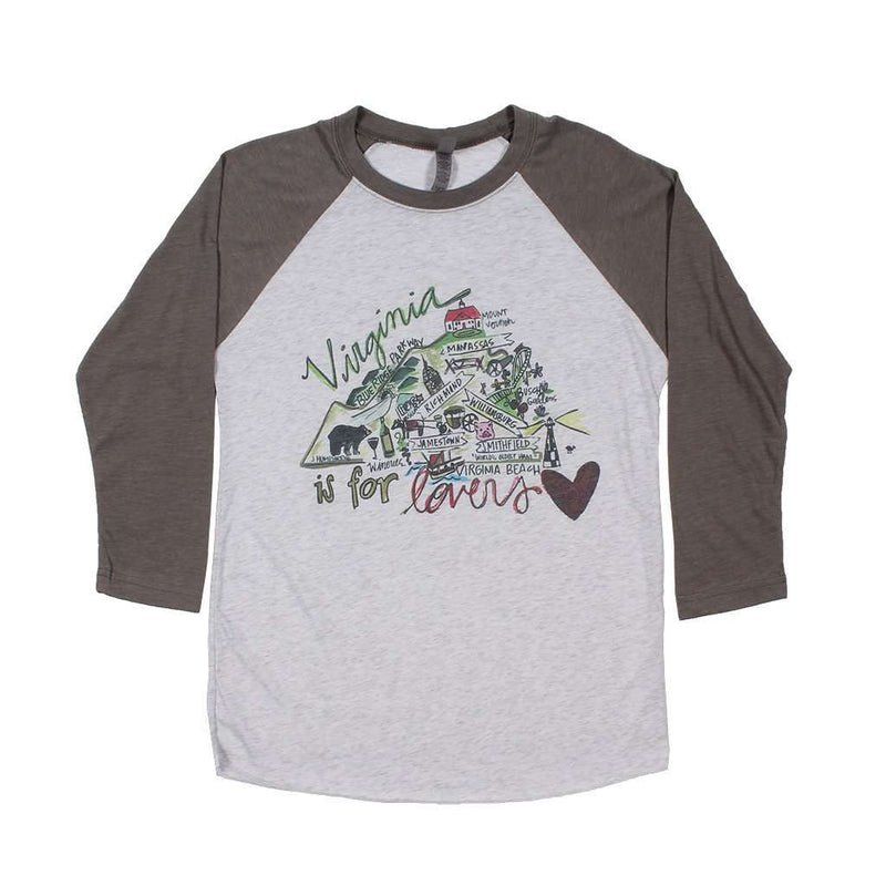 Virginia Roadmap Raglan Tee Shirt by Southern Roots - Country Club Prep