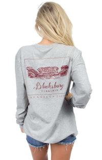 Virginia Tech Long Sleeve Stadium Tee in Heather Grey by Lauren James - Country Club Prep