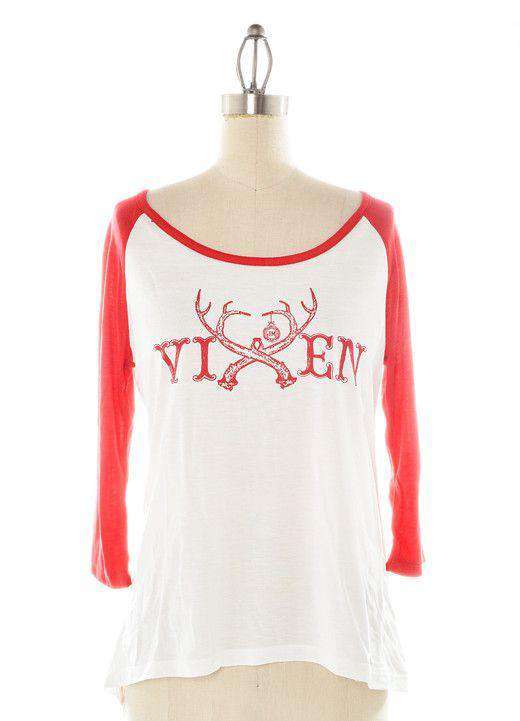 Vixen Baseball Tee in White by Judith March - Country Club Prep
