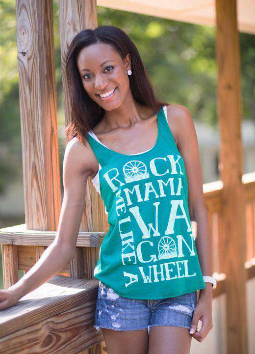 Wagon Wheel Tank Top in Green by Judith March - Country Club Prep