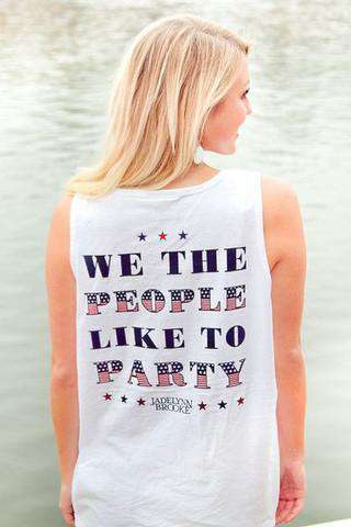 We The People Like to Party Tank in Picket Fence White by Jadelynn Brooke - Country Club Prep