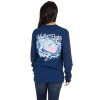 Whatever Floats Your Boat Long Sleeve Tee Shirt in Estate Blue by Lauren James - Country Club Prep