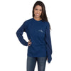 Whatever Floats Your Boat Long Sleeve Tee Shirt in Estate Blue by Lauren James - Country Club Prep