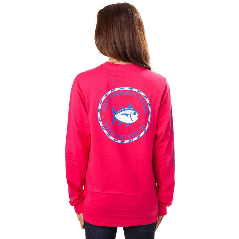 Women's Long Sleeve Skipjack Seal Tee in Raspberry by Southern Tide - Country Club Prep